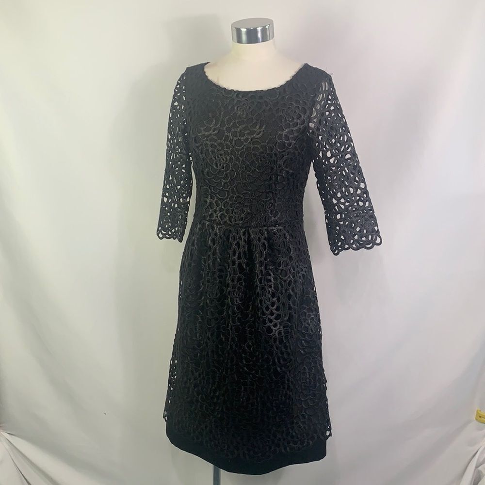 Hoss black lace shimmer dress